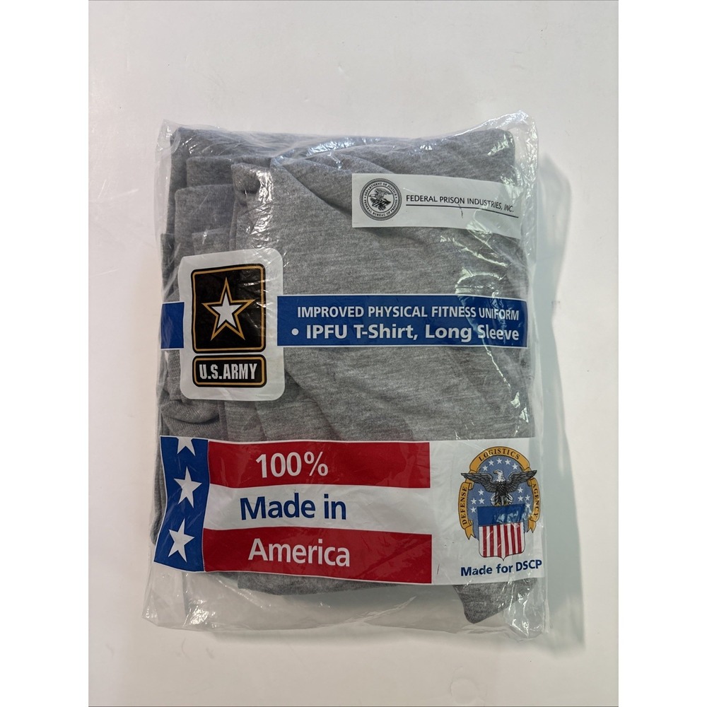 US Military Army Issue Long Sleeve IPFU PT T-Shirt Size XXL Grey Made In USA New